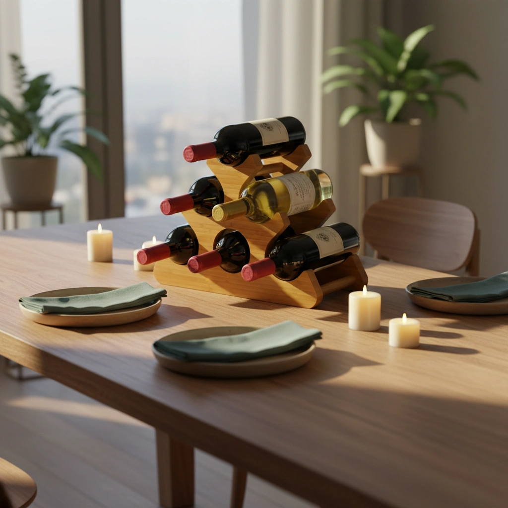 HONEYCOMB BAMBOO WINE STAND